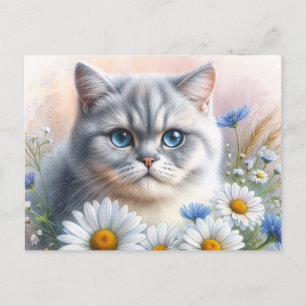 Britse Korthaar Bloemenkaterportret Briefkaart