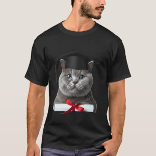 Britse Korthaar Kat Afstudeerceremonie Muts Afstud T-shirt