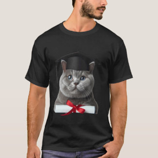 Britse Korthaar Kat Afstudeerceremonie Muts Afstud T-shirt