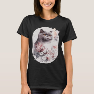 Britse Korthaar Kat Japanse Kersenbloesem Saku T-shirt