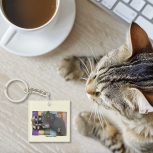 Britse Korthaar Kat Sandalen Strand Klaar Grappig Sleutelhanger