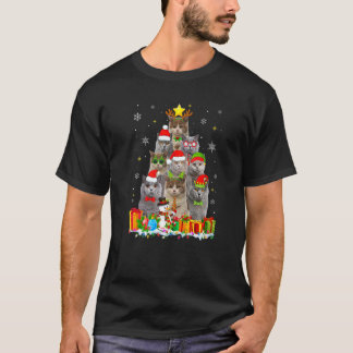 Britse Korthaar Kerstboom Kat Decoraties T-shirt