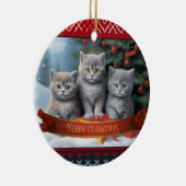 Britse korthaar kittens Kerstmis Keramisch Ornament (Rechts)