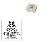 Britse langharige kat terug adres kerst 	rubberstempel (Gestempeld)