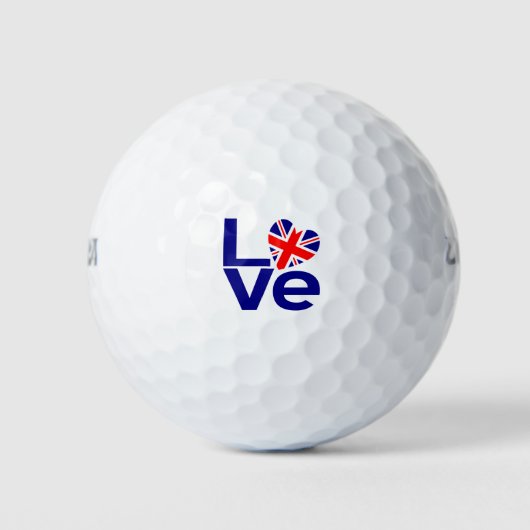 Britse LIEFDE Blauwe Hart Vlag Golfballen (Voorkant)