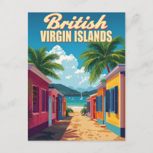 Britse Maagdeneilanden Vintage Reis Kunst Briefkaart