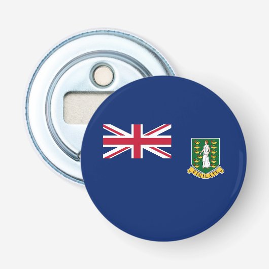 Britse Maagdeneilanden Vlag Button Flesopener (Voorkant)