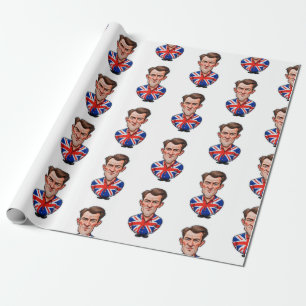 Britse Man karikatuur met Union Jack Flag Cadeaupapier