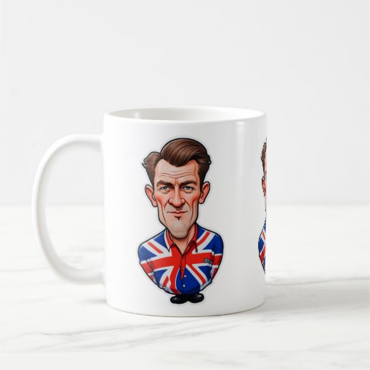 Britse Man karikatuur met Union Jack Flag Koffiemok (Links)