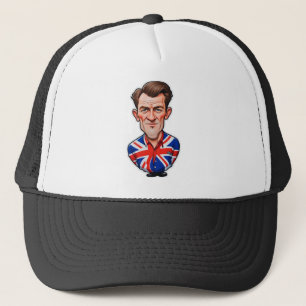 Britse Man karikatuur met Union Jack Flag Trucker Pet