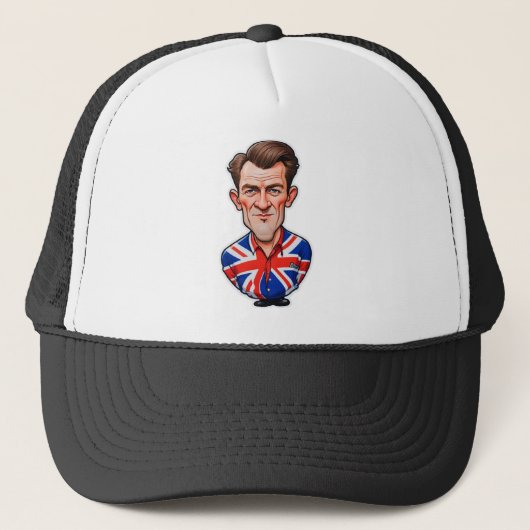 Britse Man karikatuur met Union Jack Flag Trucker Pet (Voorkant)
