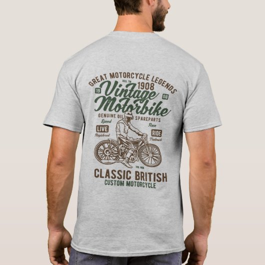 Britse motorfiets Cafe Racer T-shirt (Achterkant)