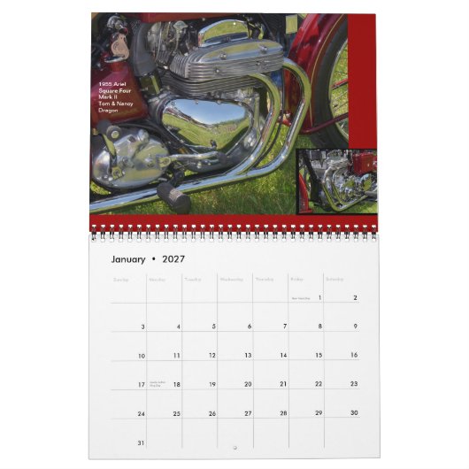 Britse motorfietsen kalender (Jan 2027)