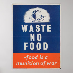 Britse Oorlog Vintage 'Don't Waste Food' Poster