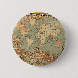 Britse Rijk Victoriaans Wereldkaart Ronde Button 5,7 Cm