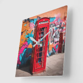Britse rode telefooncel vierkante klok (Hoek)