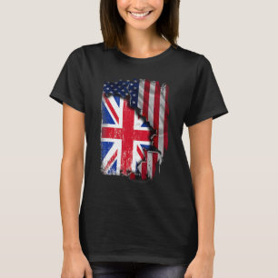 Britse ROOTS Half Amerikaanse vlag Patriottische V T-shirt