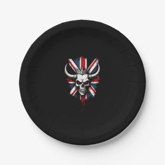 Britse Schedel Engeland UK Vlag Premium T-shirt (1 Papieren Bordje
