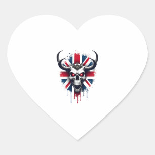 Britse Schedel Engeland UK Vlag Premium T-shirt (2 Hart Sticker