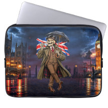Britse Skelet Londen Regen Thee Union Jack Big Ben