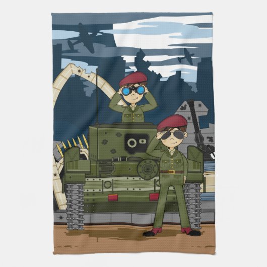Britse soldaten en tankwasdoek theedoek (Verticaal)