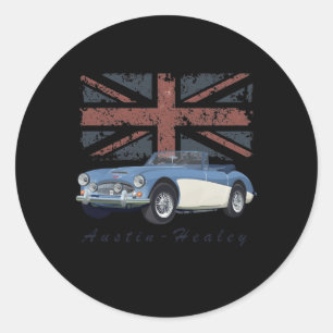 Britse sportwagen Austin-Healey met Union Flag Ronde Sticker