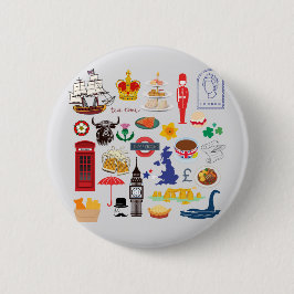 Britse symbolen ronde button 5,7 cm