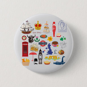 Britse symbolen uit het VK Ronde Button 5,7 Cm