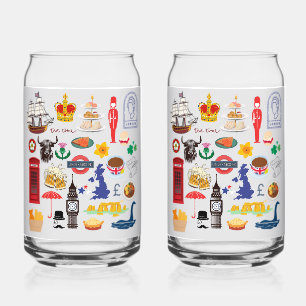 Britse symbolen van het VK Blikvorm Glas