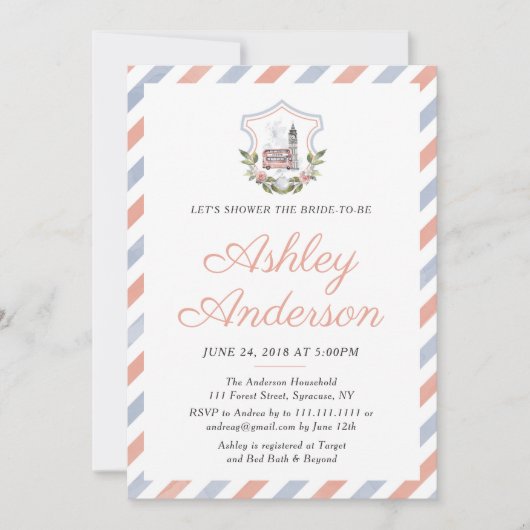 Britse Tea Bridal Shower Invitation Kaart (Voorkant)
