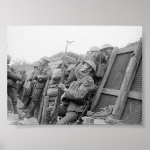 Britse troepen in Trenches Poster