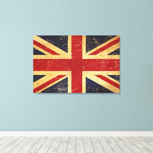 Britse Union Jack Flag  Canvas Afdruk (Insitu (Houten vloer))