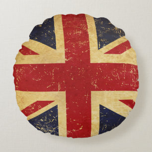 Britse Union Jack Flag Grunge Rond Kussen