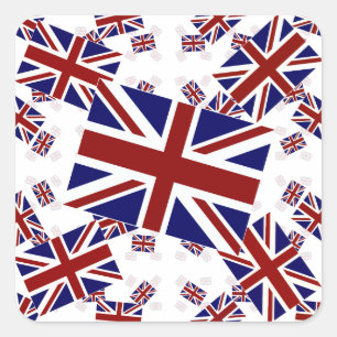 Britse Union Jack vlag in lagen Askew Vierkante Sticker