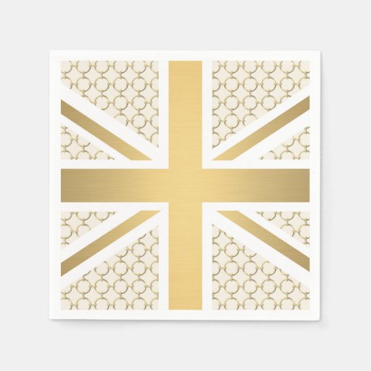Britse Union Jack vlag met gouden ruiterpatroon Servet (Voorkant)
