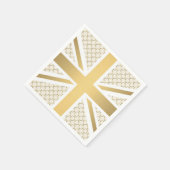Britse Union Jack vlag met gouden ruiterpatroon Servet (Hoek)