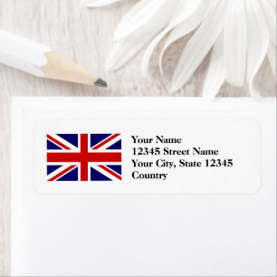 Britse Union Jack vlag retour adres labels