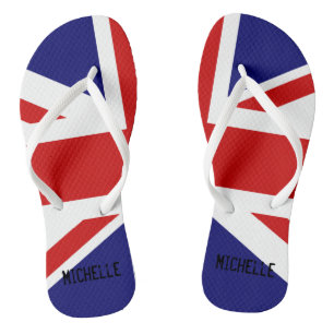 Britse Union Jack vlag teenslippers met naam