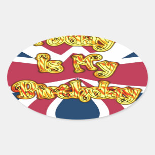 Britse verjaardagscadeaus Art Print Ovale Sticker