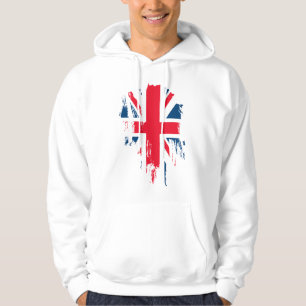 Britse Vlag Bedrukte Ontwerp Heren Wit Hoodie