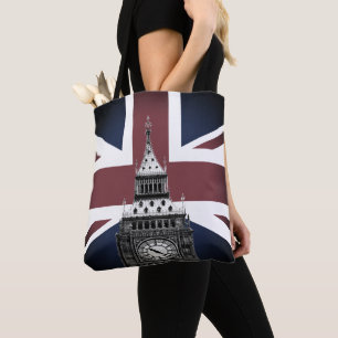 Britse vlag & Big Ben, Londen, Verenigd Koninkrij Draagtas