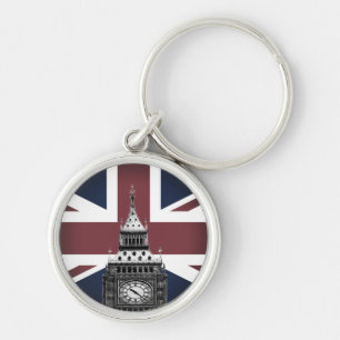  Britse vlag & Big Ben, Londen, Verenigd Koninkrij Sleutelhanger