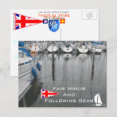 Britse vlag Fair Winds volgend op Zee Nautical Phr Briefkaart (Voorkant / Achterkant)