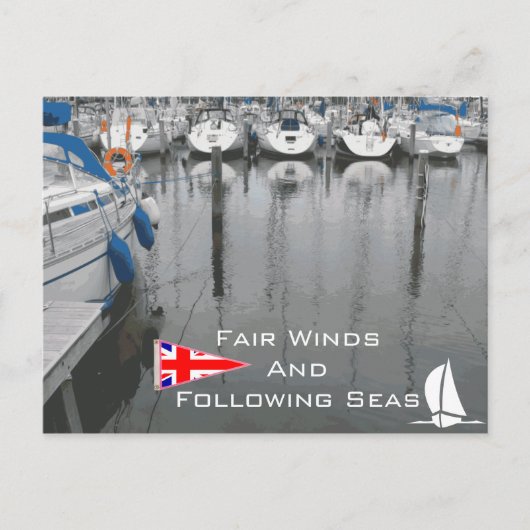 Britse vlag Fair Winds volgend op Zee Nautical Phr Briefkaart (Voorkant)