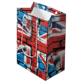 Britse vlag Graffiti Kunst op een bakstenen muur Medium Cadeauzakje