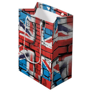 Britse vlag Graffiti Kunst op een bakstenen muur Medium Cadeauzakje