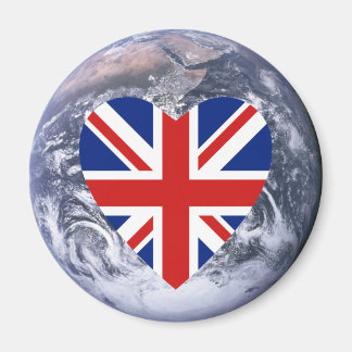 Britse vlag Hart boven Planet Earth Magneet