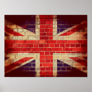 Britse vlag op een muur Poster