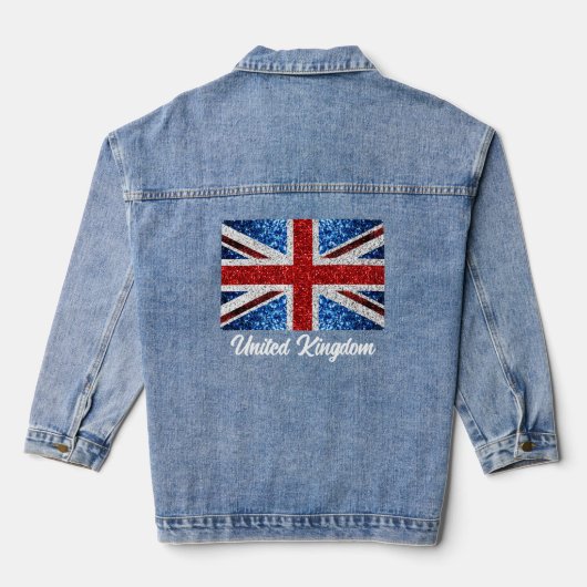 Britse vlag rood blauw wit sparkles aangepaste tek denim jacket (Achterkant)
