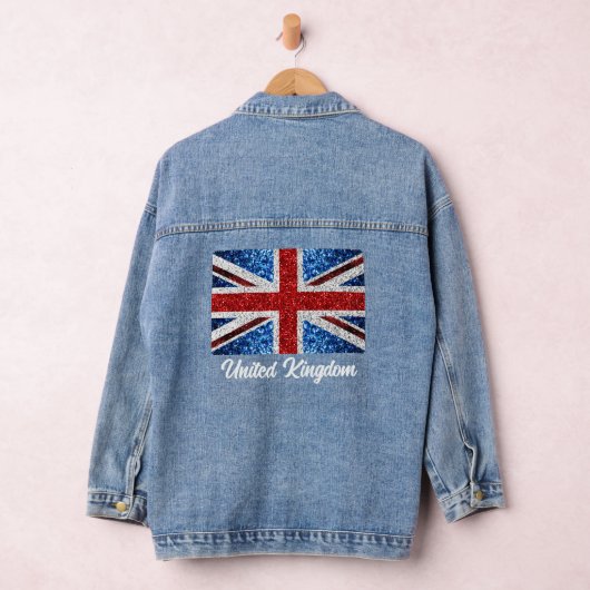 Britse vlag rood blauw wit sparkles aangepaste tek denim jacket (Hangar)